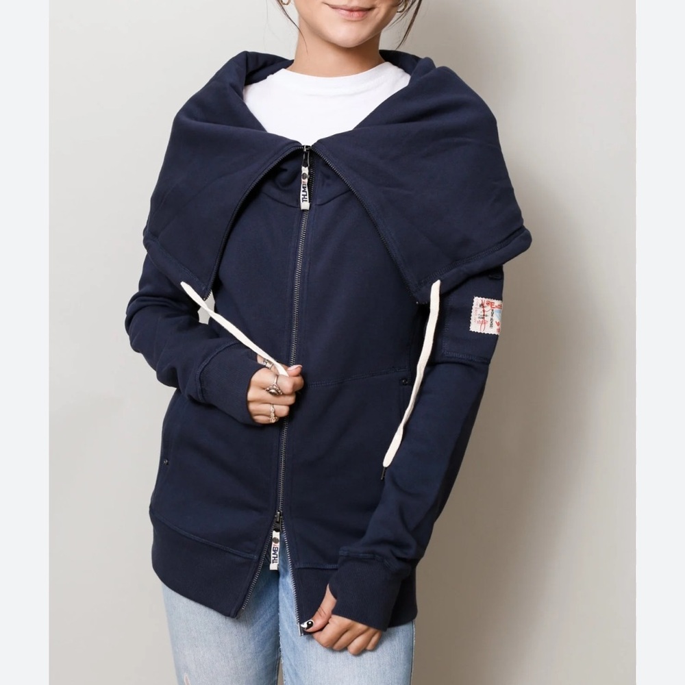 NWT Thumb Casey fleece navy sweatshirt zip up 2X unisex